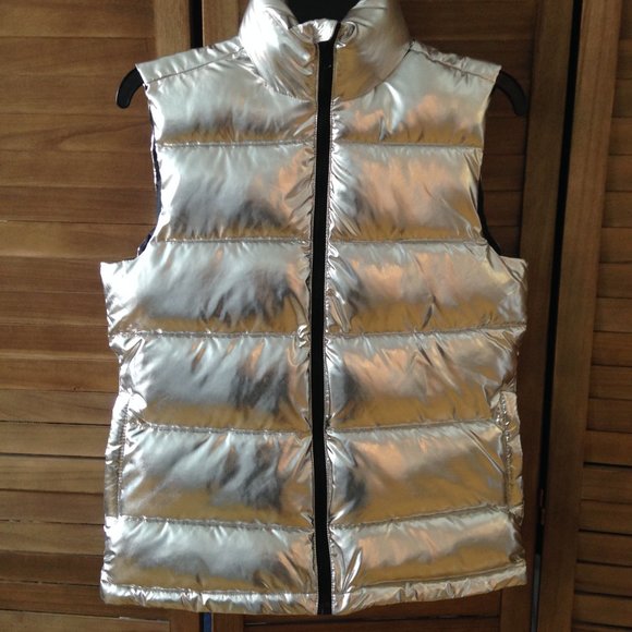 Material Girl Jackets & Blazers - Gift for Lis*****Cute Silver Puffer Vest Full Zip Front, NWOT, Small